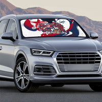 North Korea Flag Day Rise With The Flag Auto Sun Shade Dynamic Red Star Paint Splatter With Tiger