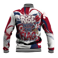 North Korea Flag Day Rise With The Flag Baseball Jacket Dynamic Red Star Paint Splatter With Tiger