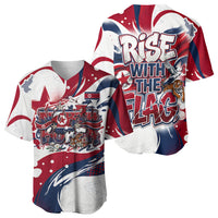 North Korea Flag Day Rise With The Flag Baseball Jersey Dynamic Red Star Paint Splatter With Tiger