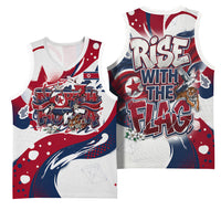 North Korea Flag Day Rise With The Flag Basketball Jersey Dynamic Red Star Paint Splatter With Tiger