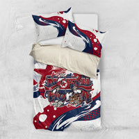 North Korea Flag Day Rise With The Flag Bedding Set Dynamic Red Star Paint Splatter With Tiger
