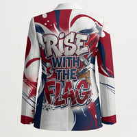 North Korea Flag Day Rise With The Flag Blazer Dynamic Red Star Paint Splatter With Tiger