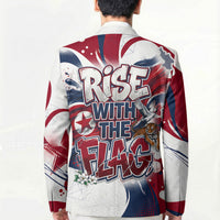 North Korea Flag Day Rise With The Flag Blazer Dynamic Red Star Paint Splatter With Tiger