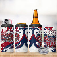 North Korea Flag Day Rise With The Flag 4 in 1 Can Cooler Tumbler Dynamic Red Star Paint Splatter With Tiger