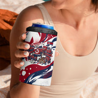 North Korea Flag Day Rise With The Flag 4 in 1 Can Cooler Tumbler Dynamic Red Star Paint Splatter With Tiger