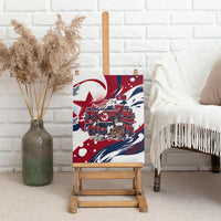 North Korea Flag Day Rise With The Flag Canvas Wall Art Dynamic Red Star Paint Splatter With Tiger