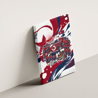 North Korea Flag Day Rise With The Flag Canvas Wall Art Dynamic Red Star Paint Splatter With Tiger