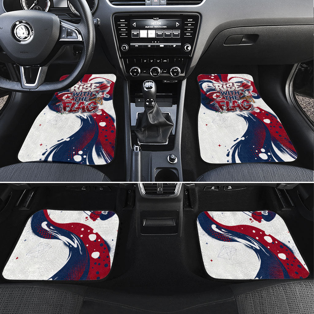 North Korea Flag Day Rise With The Flag Car Mats Dynamic Red Star Paint Splatter With Tiger