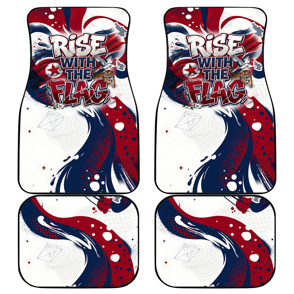 North Korea Flag Day Rise With The Flag Car Mats Dynamic Red Star Paint Splatter With Tiger