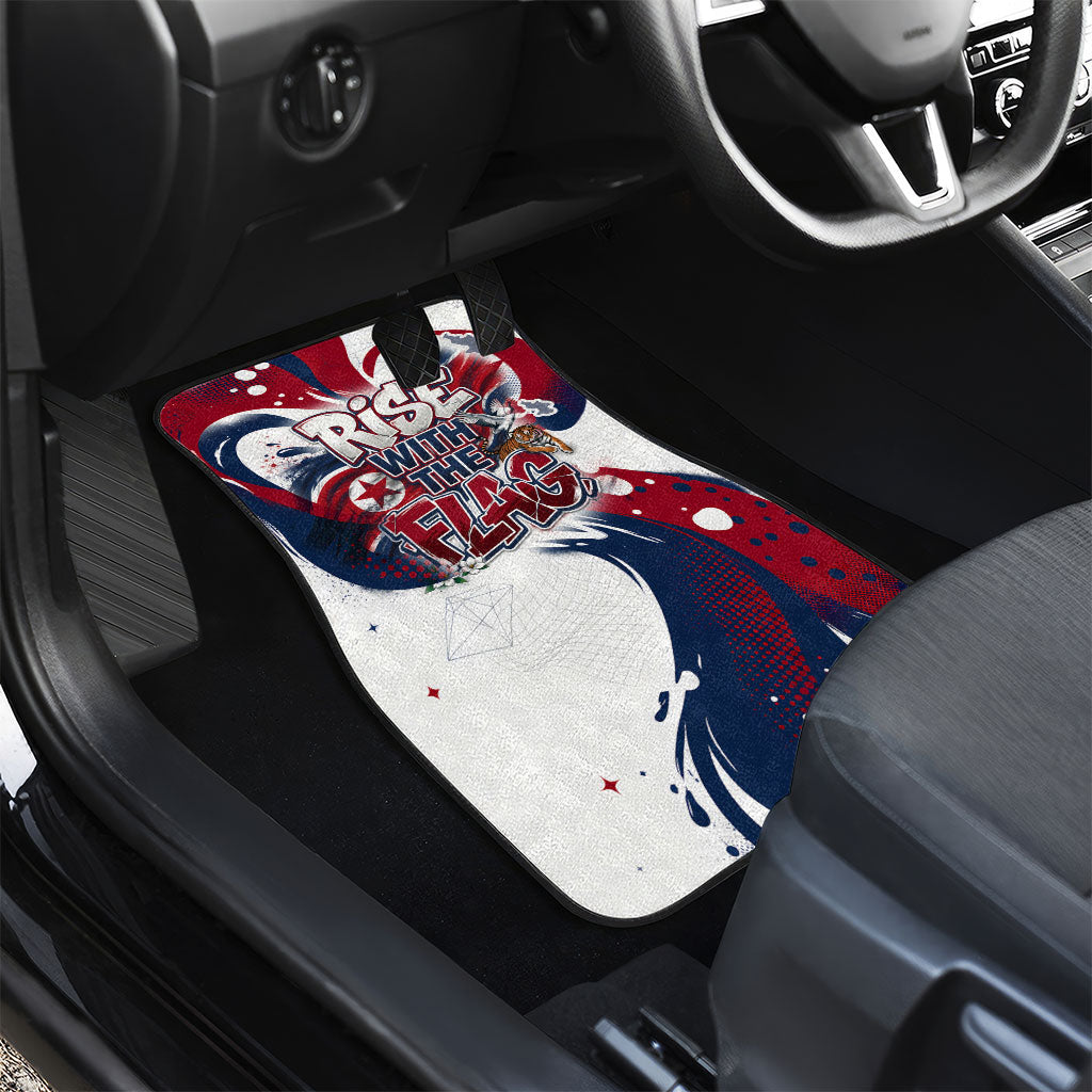 North Korea Flag Day Rise With The Flag Car Mats Dynamic Red Star Paint Splatter With Tiger