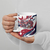 North Korea Flag Day Rise With The Flag Ceramic Mug Dynamic Red Star Paint Splatter With Tiger