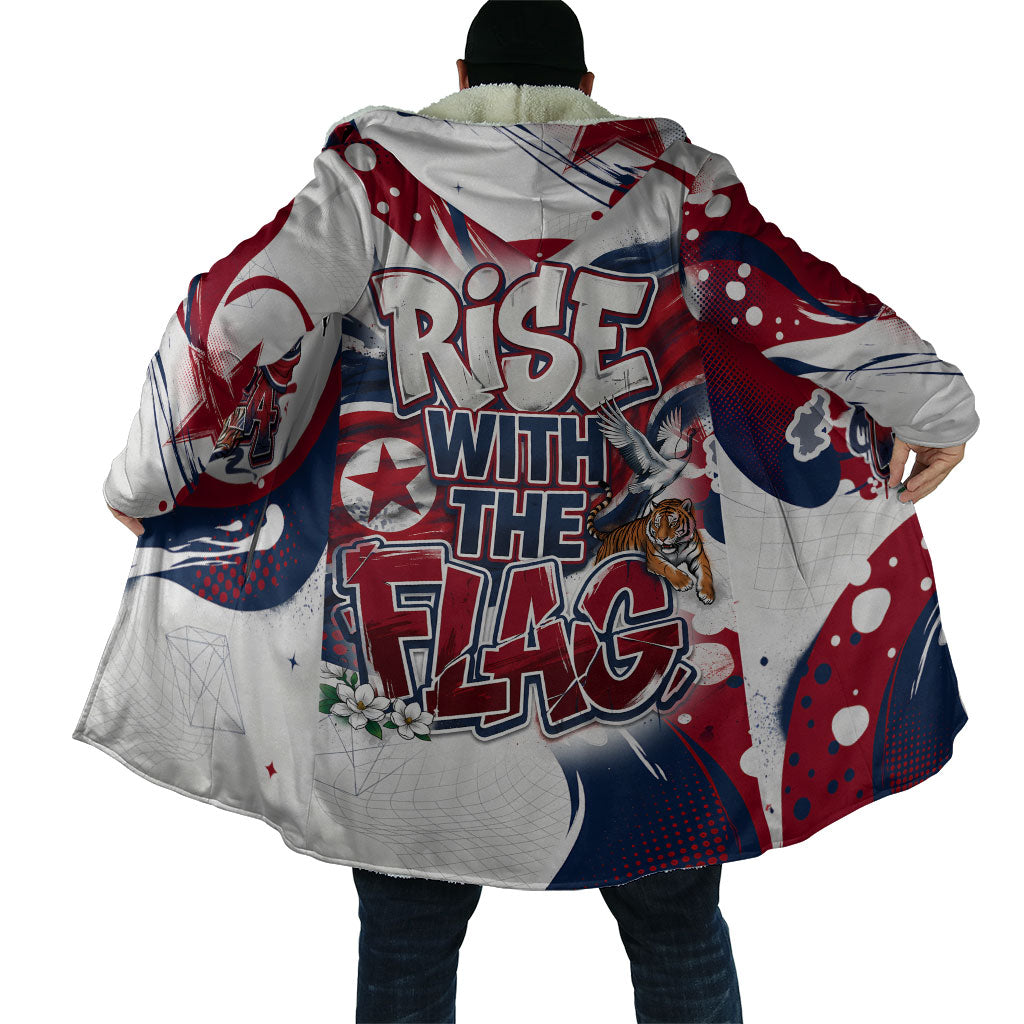 North Korea Flag Day Rise With The Flag Cloak Dynamic Red Star Paint Splatter With Tiger