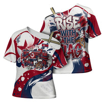 North Korea Flag Day Rise With The Flag Cross Shoulder Shirt Dynamic Red Star Paint Splatter With Tiger