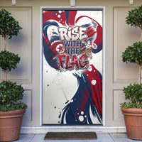 North Korea Flag Day Rise With The Flag Door Cover Dynamic Red Star Paint Splatter With Tiger
