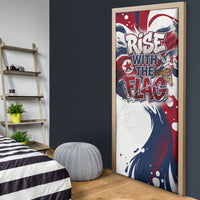 North Korea Flag Day Rise With The Flag Door Cover Dynamic Red Star Paint Splatter With Tiger