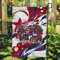 North Korea Flag Day Rise With The Flag Garden Flag Dynamic Red Star Paint Splatter With Tiger