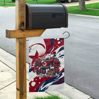 North Korea Flag Day Rise With The Flag Garden Flag Dynamic Red Star Paint Splatter With Tiger