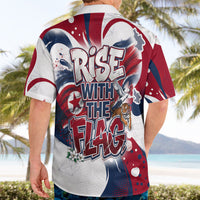 North Korea Flag Day Rise With The Flag Hawaiian Shirt Dynamic Red Star Paint Splatter With Tiger
