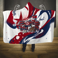 North Korea Flag Day Rise With The Flag Hooded Blanket Dynamic Red Star Paint Splatter With Tiger