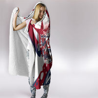 North Korea Flag Day Rise With The Flag Hooded Blanket Dynamic Red Star Paint Splatter With Tiger