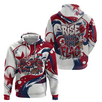 North Korea Flag Day Rise With The Flag Hoodie Dynamic Red Star Paint Splatter With Tiger
