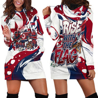 North Korea Flag Day Rise With The Flag Hoodie Dress Dynamic Red Star Paint Splatter With Tiger