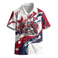 North Korea Flag Day Rise With The Flag Kid Hawaiian Shirt Dynamic Red Star Paint Splatter With Tiger