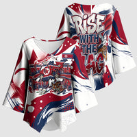 North Korea Flag Day Rise With The Flag Kimono Sleeve Blouse Dynamic Red Star Paint Splatter With Tiger