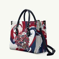 North Korea Flag Day Rise With The Flag Leather Bag Dynamic Red Star Paint Splatter With Tiger