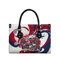 North Korea Flag Day Rise With The Flag Leather Bag Dynamic Red Star Paint Splatter With Tiger