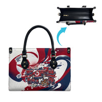 North Korea Flag Day Rise With The Flag Leather Bag Dynamic Red Star Paint Splatter With Tiger