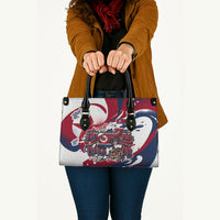 North Korea Flag Day Rise With The Flag Leather Bag Dynamic Red Star Paint Splatter With Tiger