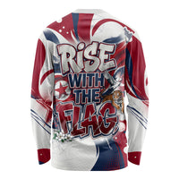North Korea Flag Day Rise With The Flag Long Sleeve Shirt Dynamic Red Star Paint Splatter With Tiger