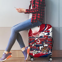 North Korea Flag Day Rise With The Flag Luggage Cover Dynamic Red Star Paint Splatter With Tiger