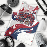 North Korea Flag Day Rise With The Flag Men Tank Top Dynamic Red Star Paint Splatter With Tiger