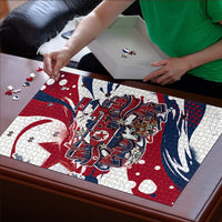 North Korea Flag Day Rise With The Flag Puzzle Dynamic Red Star Paint Splatter With Tiger