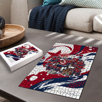 North Korea Flag Day Rise With The Flag Puzzle Dynamic Red Star Paint Splatter With Tiger