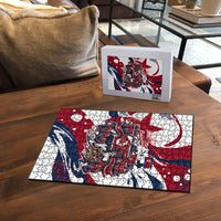 North Korea Flag Day Rise With The Flag Puzzle Dynamic Red Star Paint Splatter With Tiger