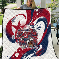 North Korea Flag Day Rise With The Flag Quilt Dynamic Red Star Paint Splatter With Tiger