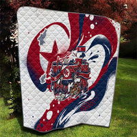 North Korea Flag Day Rise With The Flag Quilt Dynamic Red Star Paint Splatter With Tiger
