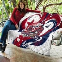 North Korea Flag Day Rise With The Flag Quilt Dynamic Red Star Paint Splatter With Tiger