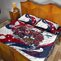 North Korea Flag Day Rise With The Flag Quilt Bed Set Dynamic Red Star Paint Splatter With Tiger