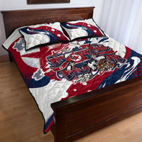 North Korea Flag Day Rise With The Flag Quilt Bed Set Dynamic Red Star Paint Splatter With Tiger