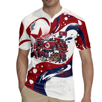 North Korea Flag Day Rise With The Flag Rugby Jersey Dynamic Red Star Paint Splatter With Tiger