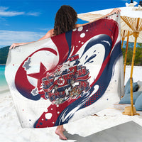 North Korea Flag Day Rise With The Flag Sarong Dynamic Red Star Paint Splatter With Tiger