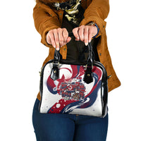 North Korea Flag Day Rise With The Flag Shoulder Handbag Dynamic Red Star Paint Splatter With Tiger