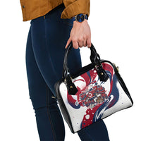 North Korea Flag Day Rise With The Flag Shoulder Handbag Dynamic Red Star Paint Splatter With Tiger