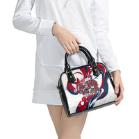 North Korea Flag Day Rise With The Flag Shoulder Handbag Dynamic Red Star Paint Splatter With Tiger