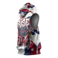 North Korea Flag Day Rise With The Flag Sleeveless Hoodie Dynamic Red Star Paint Splatter With Tiger
