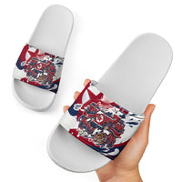 North Korea Flag Day Rise With The Flag Slide Sandals Dynamic Red Star Paint Splatter With Tiger